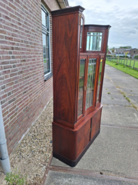 Originele Deense Jugendstil vitrine facet in messing mahonie h-210cm 1910 nr K202430