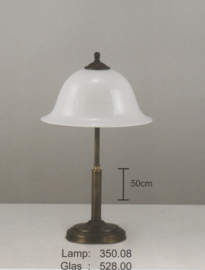 Tafellamp klassiek antiek gevlekt met opaal kap 28cm nr 350.08 + 528.00