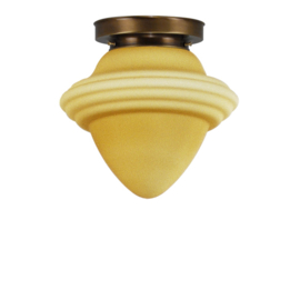 Plafonniere glazen bol Oliepot L mat champagne met oud messing ophanging nr 4P1-300.59