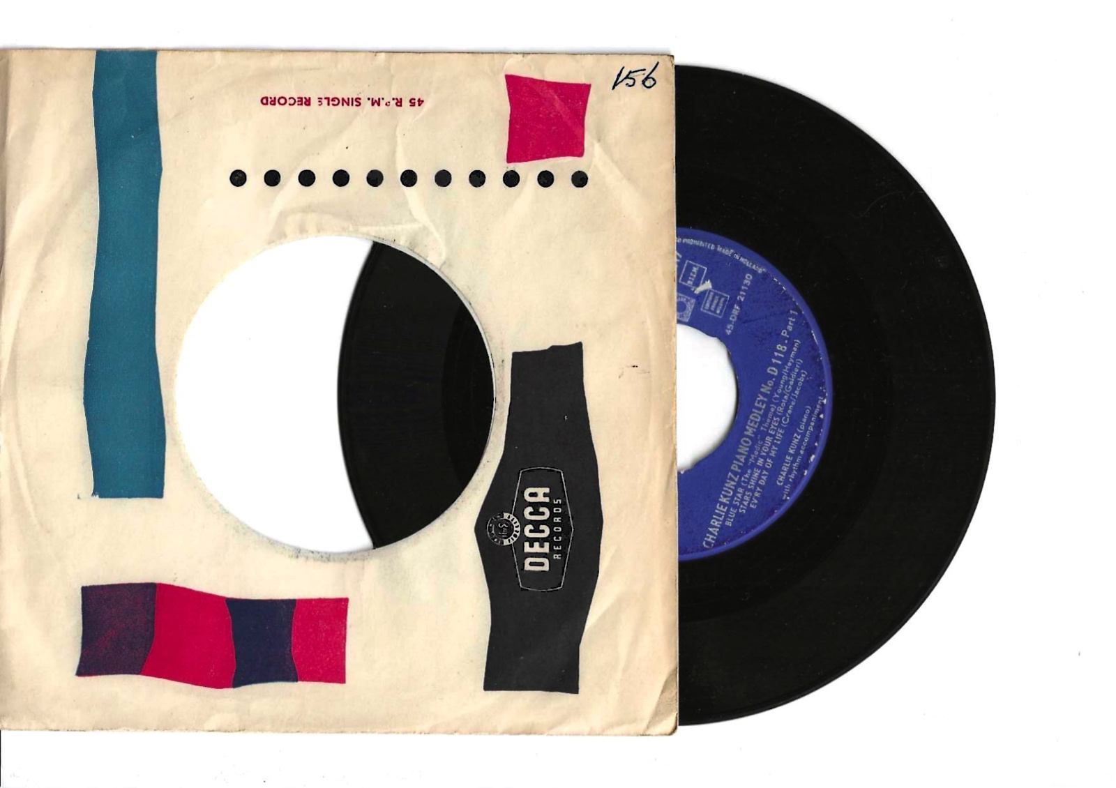 Charlie Kunz met Piano medley No. 118 1955 Single nr S20211125