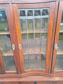 Originele Deense Jugendstil vitrine facet in messing mahonie h-210cm 1910 nr K202430