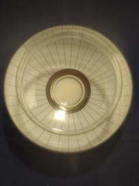 Oude glazen plafonniere bol gestreept zacht geel D27,5cm oud-G34