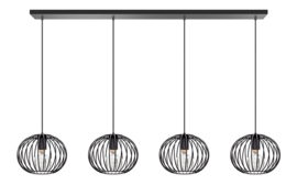 Hanglamp Wire Balk bol 4x25cm zwart lengte snoer 200cm E27 nr 05-HL4416-30