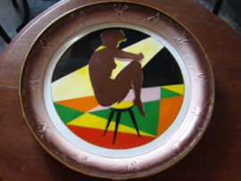 Vintage  emaille  wandbord of schaal.Art Deco.