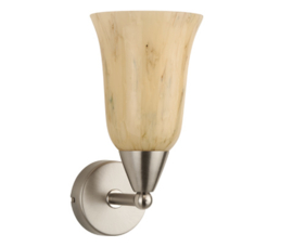 Wandlamp wandstraler up/down mat nikkel mat licht marmer kapje klok 11,5 nr 7Ws-514.60