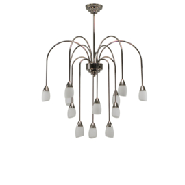 Kroonluchter 12-L d-76cm h-100cm met glazen coupe kapjes nr 7Kf-58.39