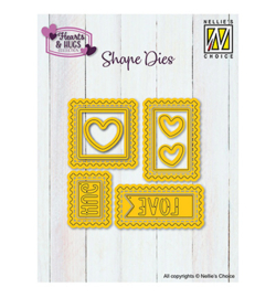 Shape Dies, Postal Stamps with Hearts