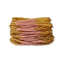 Masai Kralen Armbandje Twintone Gold Pink