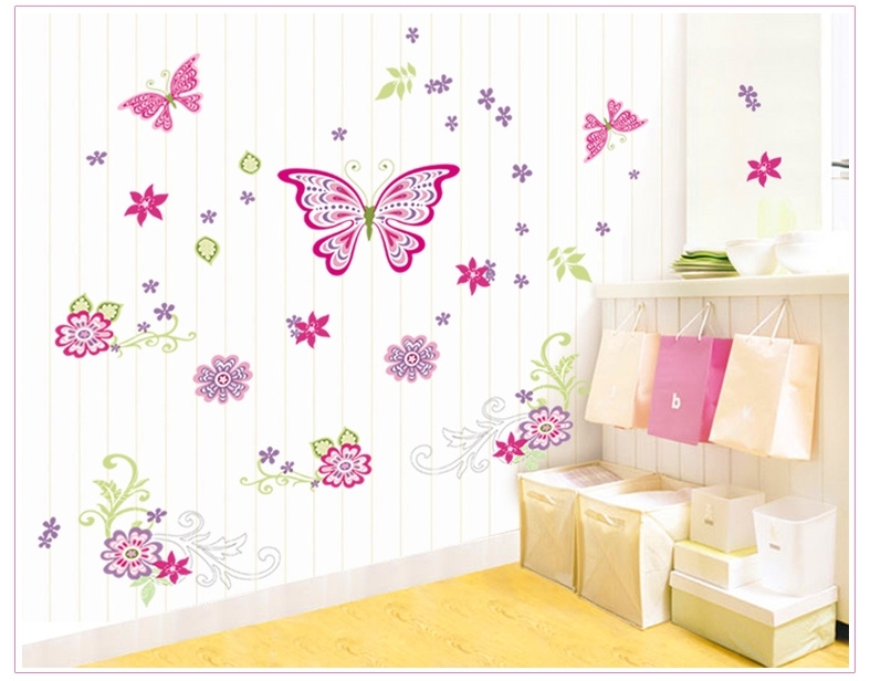 Muursticker vlinders en bloemen