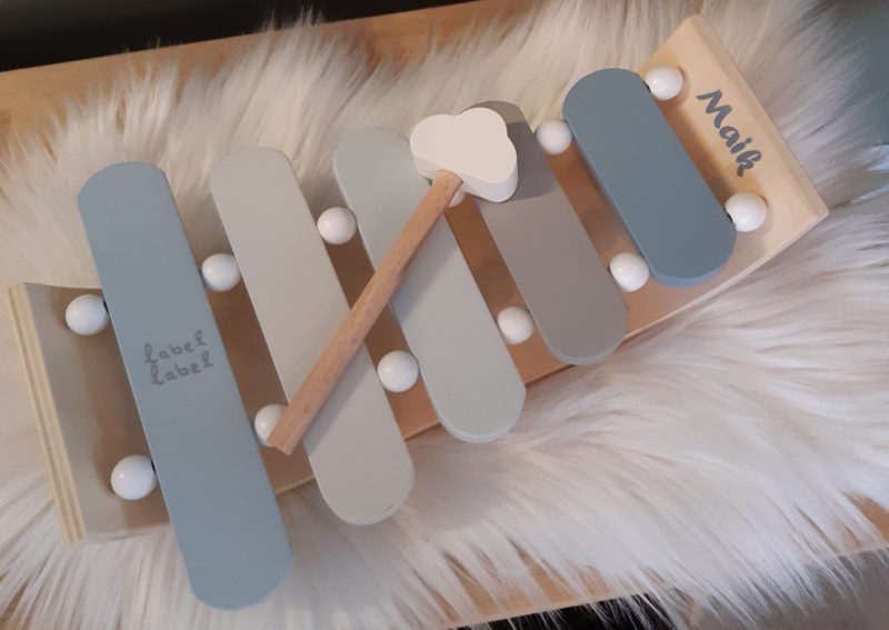 ''Label Label'' houten xylofoon blauw (met naam)