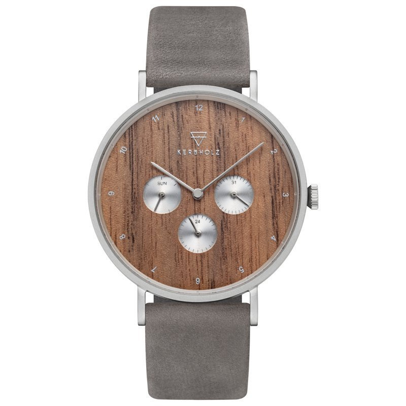 Kerbholz Caspar Houten Horloge Walnut Shiny Grey 42mm