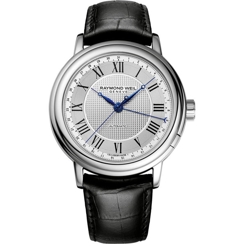 Raymond Weil Maestro Horloge Automatic Pointer Date Staal Saffier 44mm