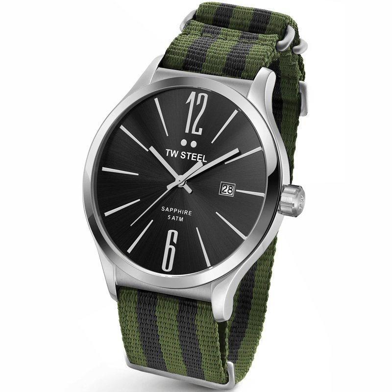 TW Steel TW1326 Slim Line Green Bond NATO Horloge 45mm
