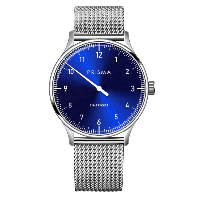 Prisma Design 'Einzeiger' Eenwijzerhorloge Blauw 40mm