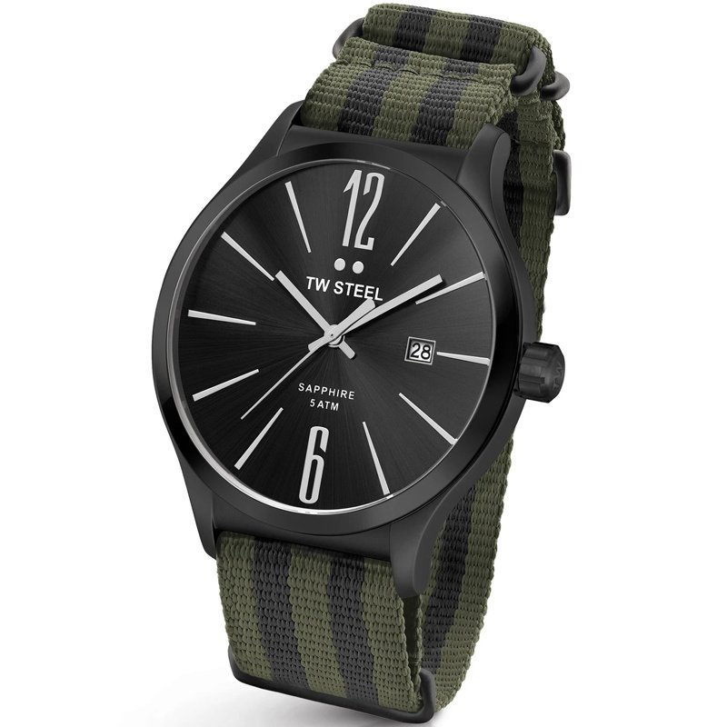 TW Steel TW1319 Slim Line Green Black NATO Horloge 45mm