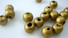Houten kraal goud 8mm per 10 stuks
