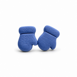 Oorknopjes – dames – winterhandschoen - blauw – polymeerklei