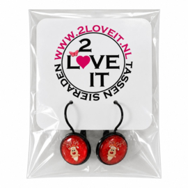 Blitzen - oorhangers - zwart met glas cabochon