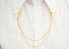 Kraag Ketting "Collar Brooch Gold Crosses"