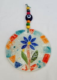 Wanddecoratie glasmozaïek bloem
