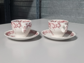 Villeroy en Boch Valeria rood Set 2x Koffie Kop en schotel (stapelbaar, zonder randje)