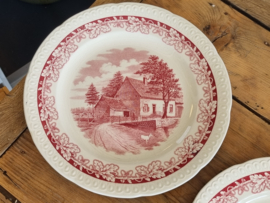 Boerenhoeve Rood Societe Ceramique set 2x pannenkoekenbord 30 cm