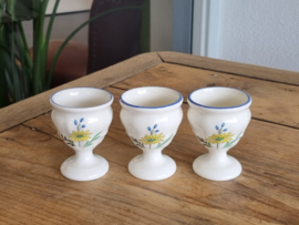 Frans GIEN decor Oiseaux de Paradis Set 3x Eierdop (blauwe rand)