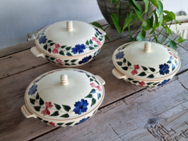 Boerenbont 418 Societe Ceramique set van 1x Soepterrine & 2x Dekschaal-Terrine (creme)