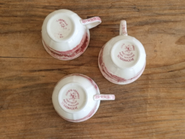 Boerenhoeve Rood Societe Ceramique set 3x espresso kop en schotel