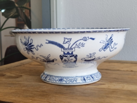 Potiche blauw Societe Ceramique schaal op voet 27,5 cm