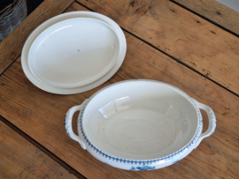 Société Céramique Bruges blauw dekschaal terrine