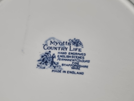 Engels blauw Myott's Country Pannenkoekenbord Taartschaal 31 cm
