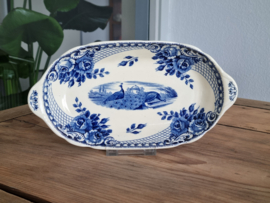 Peacock blauw Societe Ceramique ovaal schaaltje 25 cm