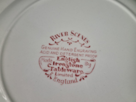Engels rood English Ironstone Tableware River Scenes plat dinerbord 22,5 cm