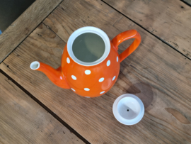 Societe Ceramique Christiania oranje met stippen Koffiepot nr. 3
