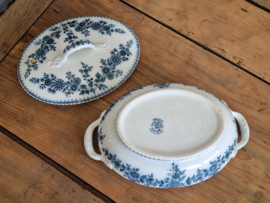 Société Céramique Bruges blauw dekschaal terrine