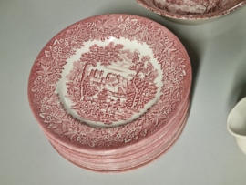 Engels rood Ironstone EIT Ltd England serviesset 12 personen (kasteel)