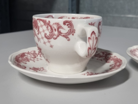 Villeroy en Boch Valeria rood Set 2x Koffie Kop en schotel (stapelbaar, zonder randje)