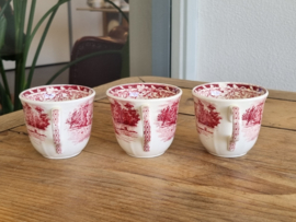 Boerenhoeve Rood Societe Ceramique set 3x espresso kop en schotel