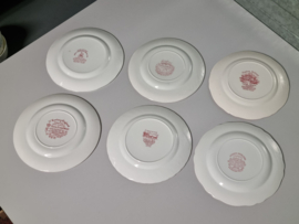 Engels rood Set 6x mix & match ontbijtbordje dessertbordje