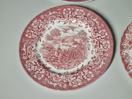 Engels rood Set 6x mix & match ontbijtbordje dessertbordje