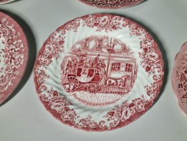 Engels rood Set 6x mix & match ontbijtbordje dessertbordje