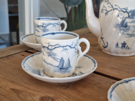 Petrus Regout Marines donkerblauw Koffieservies 6-pers. (rond model)