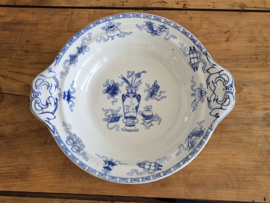 Potiche blauw Societe Ceramique lage schaal 26,5 cm