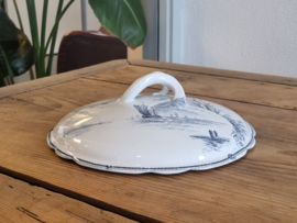 Petrus Regout Marines donkerblauw los deksel voor dekschaal terrine (hoekig model, zonsondergang)