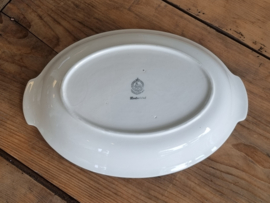 Oud Boerenbont Regout | Royal Sphinx hoge ovale schaal met greepjes 32 cm