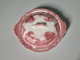 Engels rood  Johnson Bros Old Britain Castles Dekschaal Terrine