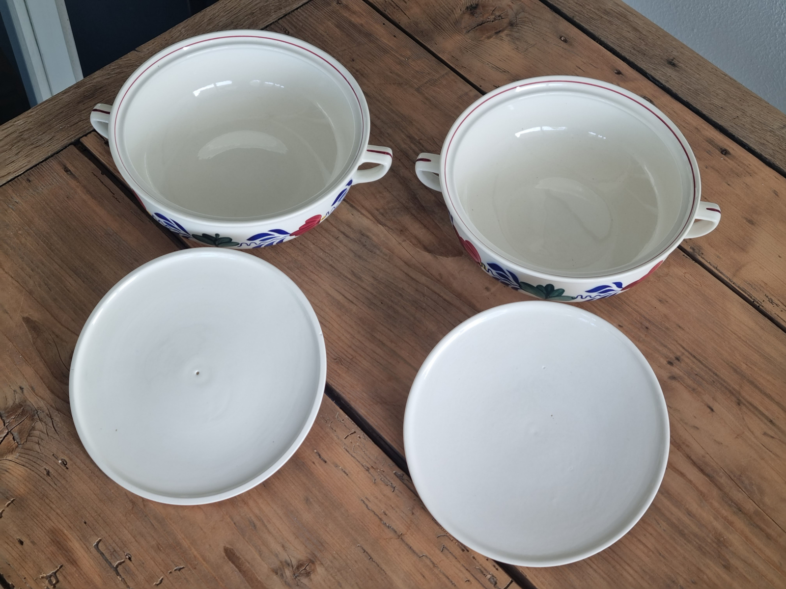 Boerenbont Boch set 2x dekschaal terrine Ø 20 cm (groen stempel)