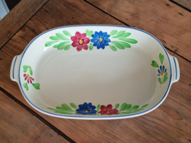 Boerenbont Societe Ceramique blauw-rode bloem broodschaal (luchtbelletje)