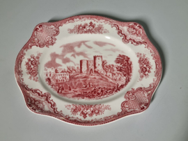 Engels rood  Johnson Bros Old Britain Castles rechthoekige schaal 26 cm